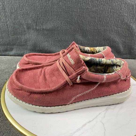 HEY DUDE Wally Break Red Men's 7 Women's 9 Euro 40 Slip-On Canvas Comfort - Picture 2 of 7